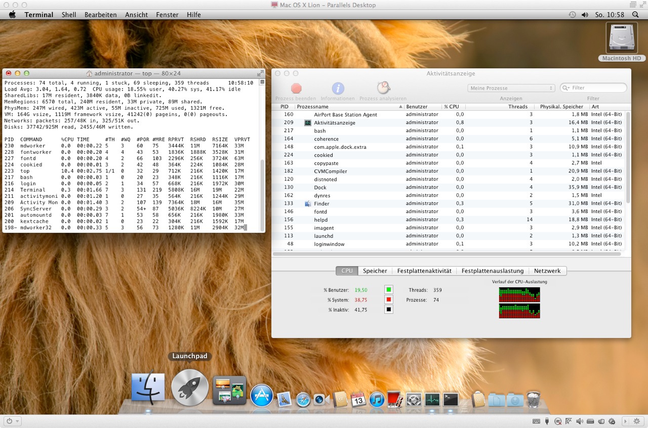 Bild: Der Desktop von Mac OS X 10.7 LION.