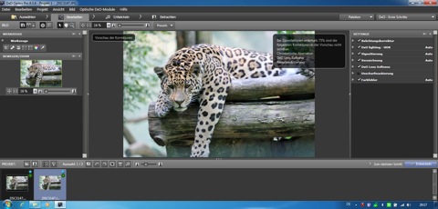 Bild: Die Bildbearbeitungssoftware DxO Optics Pro auf einem iMac.