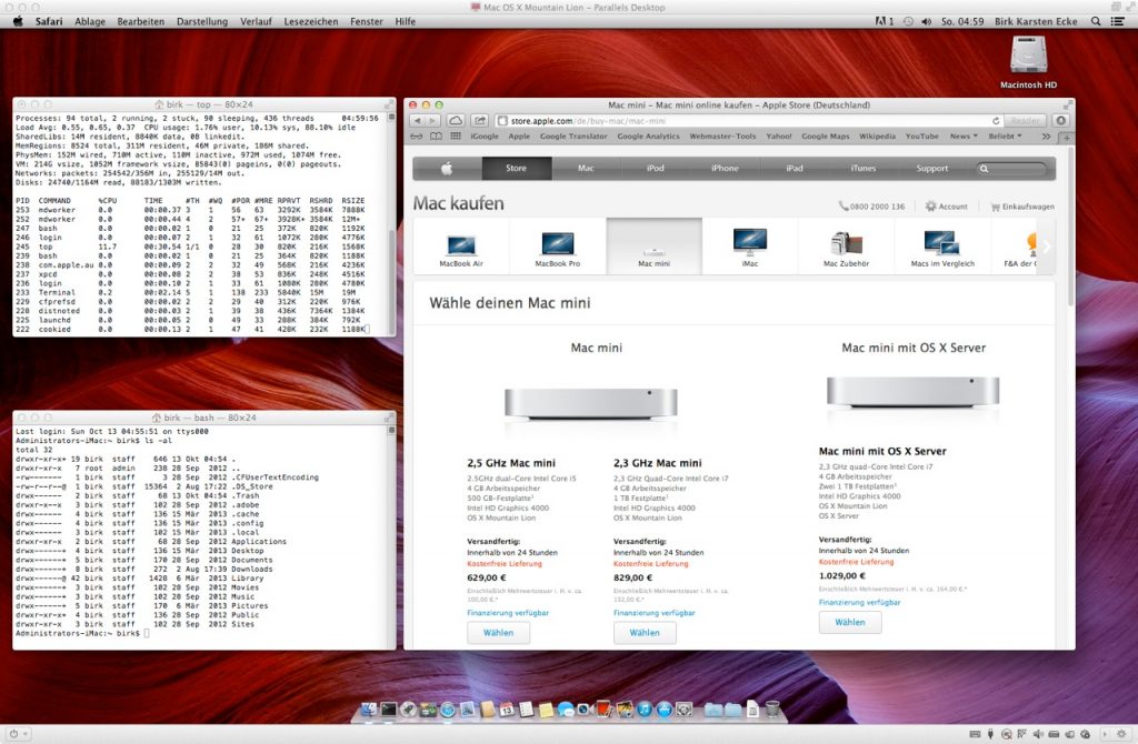 Mac OS X 10.8 Mountain Lion ist aktuelle Apple Betriebssystem.