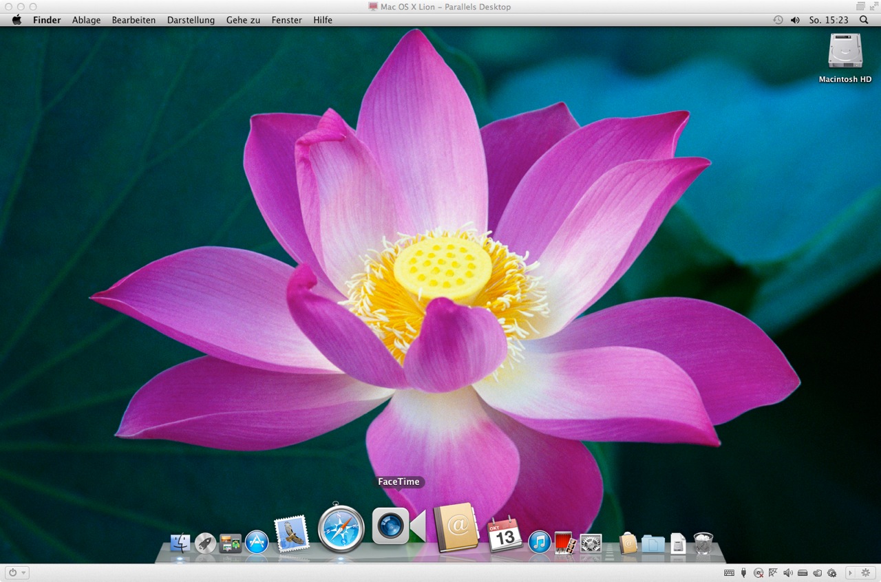 Bild: Der Desktopp von Mac OS X 10.7 Lion.