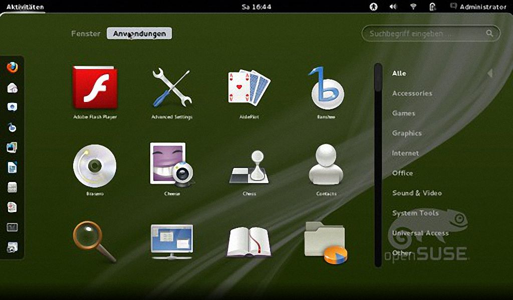 Bild: Nach dem Starten zeigt openSUSE 12.1 einen sehr schön aufgeräumten Desktop.
