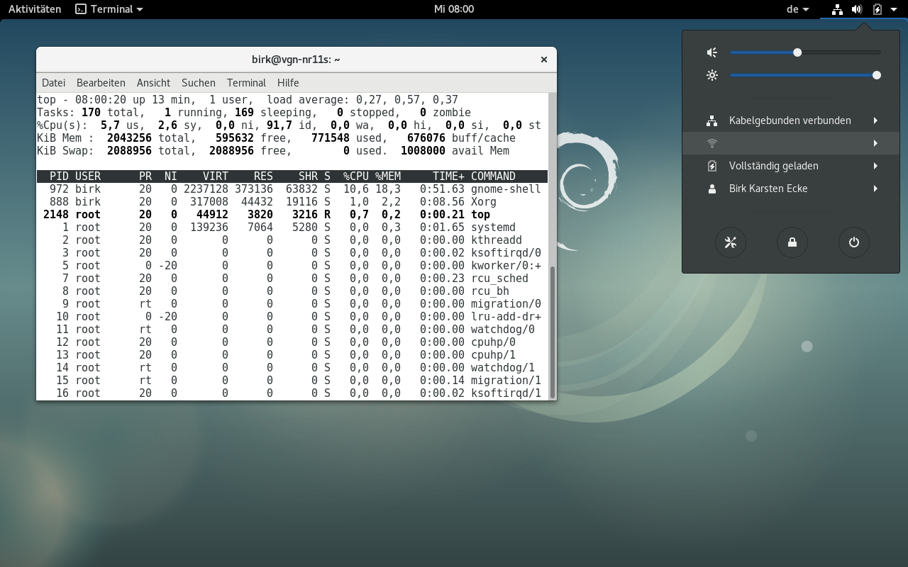 Bild: Unter debian 9 Linux wird auf einem SONY VAIO VGN-NR11S nach der Standardinstallation kein WLAN-Netz angezeigt.